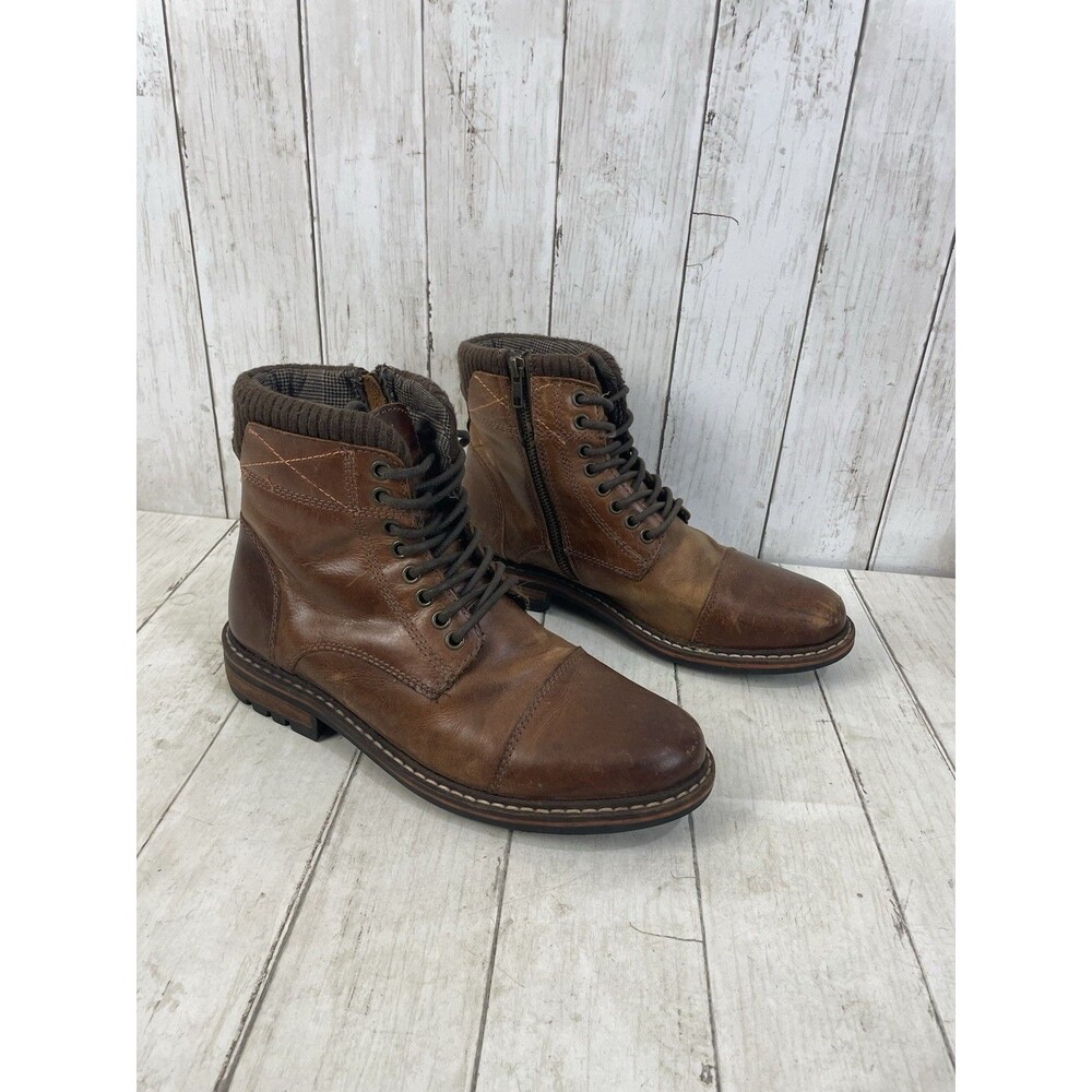 Crevo Camden Chestnut Leather Lace-Up Boots men’s Size 9 Memory Foam